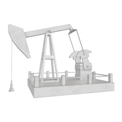 Oil well rig jack. Finance economy polygonal petrol production. Petroleum fuel industry pumpjack derricks pumping drilling. 3d render illustration isolated on white background.