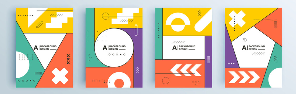 Modern abstract covers set, minimal covers design. Colorful geometric background, vector illustration.