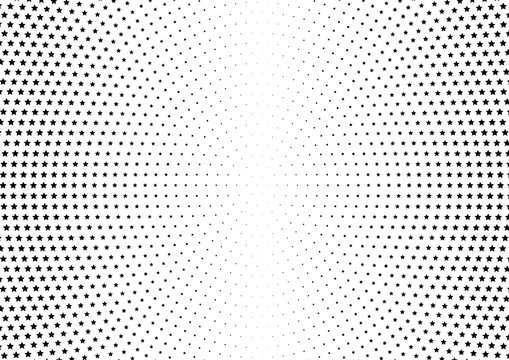 Abstract halftone dotted background. Monochrome pattern with stars.  Vector modern futuristic texture for posters, sites, business cards, postcards, labels and stickers. Design mock-up layout.