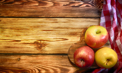 Aplles on the wooden table