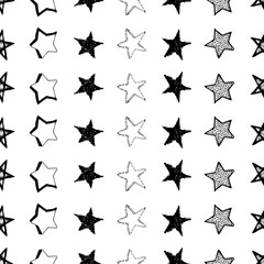Seamless doodle hand drawn stars
