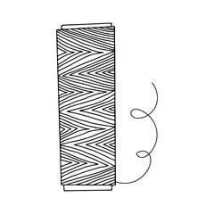 The spool of thread isolated on white background.Doodle style.Sewing supplies for Hobbies.Black and white image.Simple illustration.Vector.