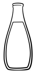 Bottle of milk in black lines on white background