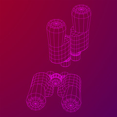 Abstract image of a binoculars. Searching or business vision concept. Wireframe low poly mesh vector illustration