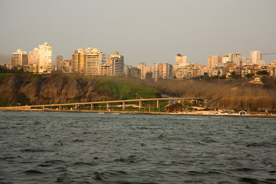 Miraflores in Lima-Peru from the sea ,exclusive and upscale disric south of Lima
