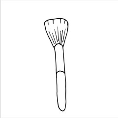Makeup brush isolated on white background. HAnd drawn simple vector illustration in cartoon doodle style
