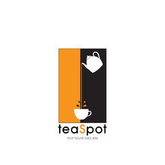 Abstract logo design of tea cup with background.