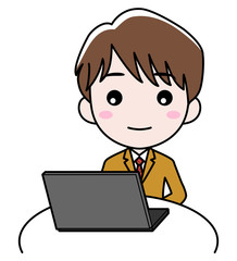 オンライン卒業式に出席する男の子