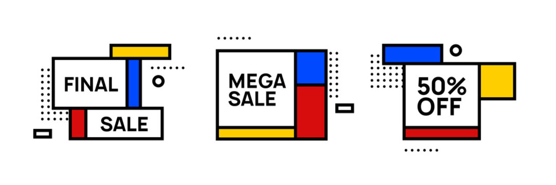 Abstract geometric banner. Retro style flat design. Vector illustration.