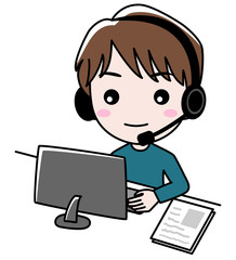 オンライン授業を受ける男の子