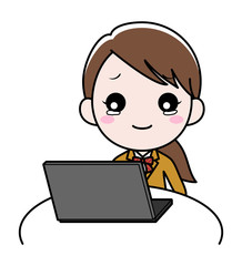 オンライン卒業式に出席する女の子