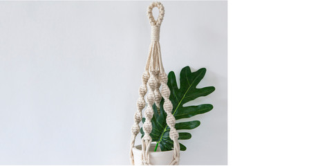 Macrame plant hanger (leaf of Philodendron Xanadu).minimal style