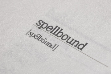 word spellbound and phonetic alphabet. If you are spellbound by something or someone, you are so fascinated that you cannot think about anything else.