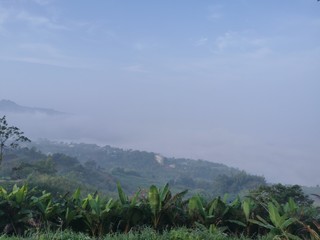 Fototapeta na wymiar Mountain with fog.