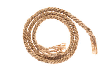 twisted jute rope. Isolated on a white background.