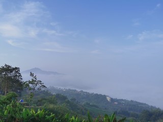 Mountain with fog.