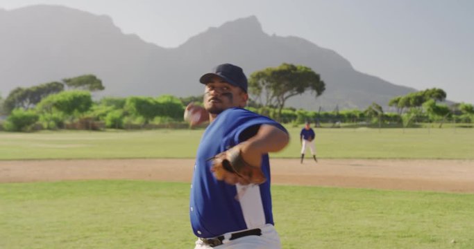 Baseball player throwing a ball during a match