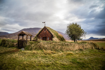 Grafarkirkja turf church in Iceland