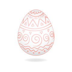 Easter egg isolate on a white background. Easter voluminous egg with shadow. Easter egg hand drawn different zigzag lines, wavy line. Template for print, postcards.
