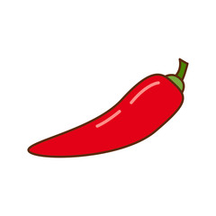Red hot chili pepper isolated on a white background in flat modern style. A spice plant with a tail. Vector illustration