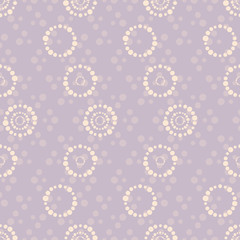 Vector dotted purple circles seamless pattern background