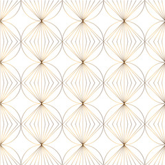 Art Deco isolated gold seamless pattern. Art deco pattern with gold rhombuses on a white background. Art Deco vector geometric pattern. Modern pattern. Art Deco for textile, packaging, background, cov