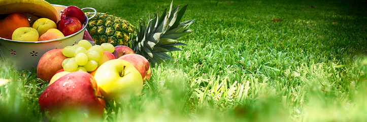 Summer background with ripe fruits