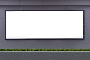 Large blank billboard on a street wall, banners with room to add your own text