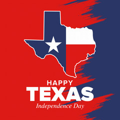 Texas Independence Day. Freedom holiday in Unites States, celebrated annual in March. Lone star flag. Texas flag. Patriotic sign and elements. Poster, card, banner and background. Vector illustration
