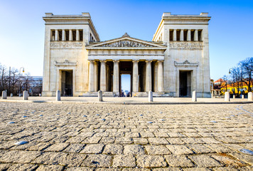 famous propylaen building in munich at the konigsplatz