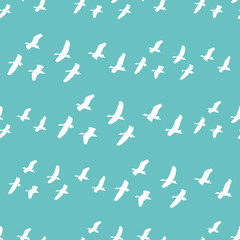 Group of Birds Flying Graphic Silhouette Seamless Pattern