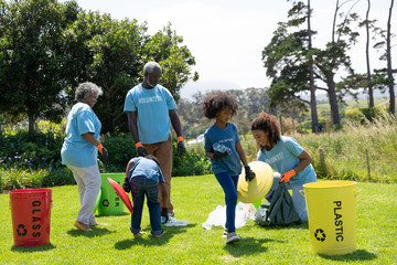 Volunteers collecting rubbish and recycling
