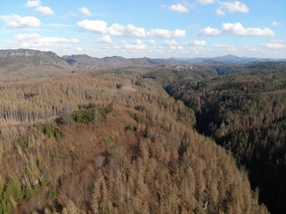 Aerial view of National Park Bohemian Switzerland, Hrensko