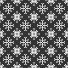 Black and white Wallpaper with white flower pattern dark background, vector