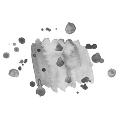 Abstract isolated grayscale vector watercolor stain. Grunge element for paper design