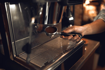 preparation method. Equipment for brewing coffee on a light background with copy space.