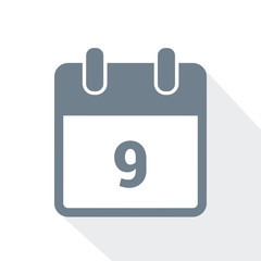simple calendar icon 9 on white background vector illustration EPS10