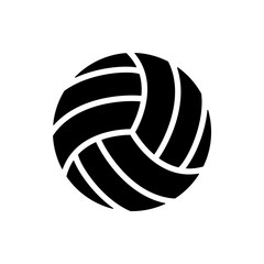 Vector black volleyball balls icon. Game equipment. Professional sport, classic vollyball ball set for official competitions and tournaments. Isolated illustration.