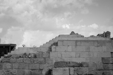 Roman Ruins in Israel in Black and white