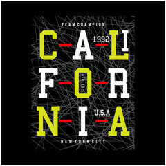 California typography design tee for t shirt, vector illustration