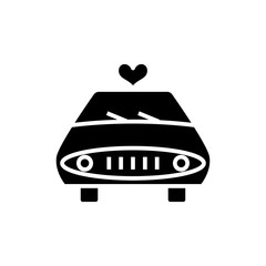 Wedding car black icon, concept illustration, vector flat symbol, glyph sign.