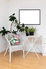 Picture frame mockup living room