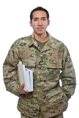 Army soldier using his GI Bill to go to college.