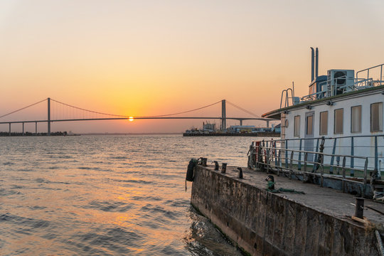 Sunset with The Golden Bridge in Maputo, Mozambique