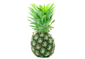 Fresh raw green pineapple on isolated white background
