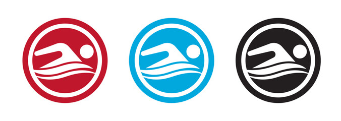 Swim logo or Swimming championship flat icon