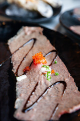 Sliced Wagyu beef sushi, Japanese style food