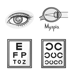 Vector design of vision and correction icon. Collection of vision and optometry stock symbol for web.