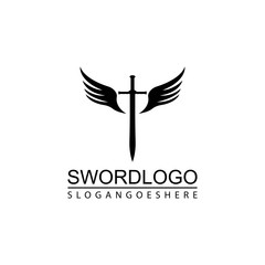 Sword Winged Logo Vector Template Design