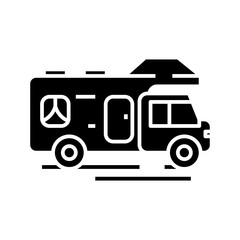 Touristic bus black icon, concept illustration, vector flat symbol, glyph sign.